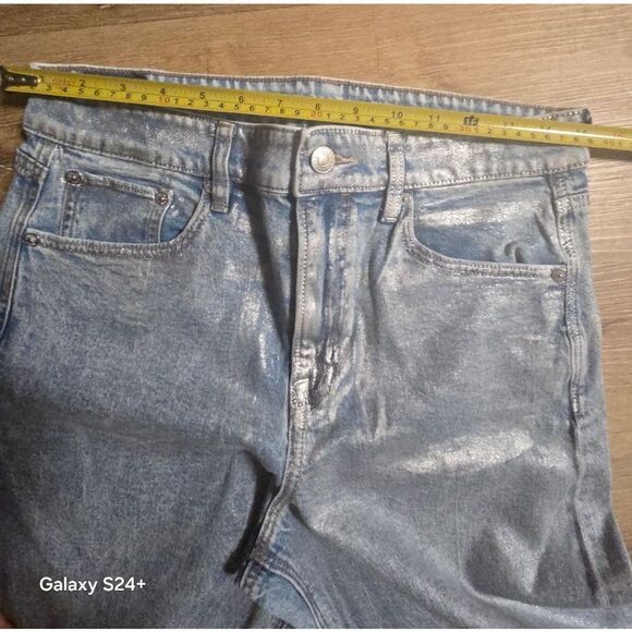 American Eagle Outfitters Shimmering Silver Flare Jeans - Picture 8 of 14